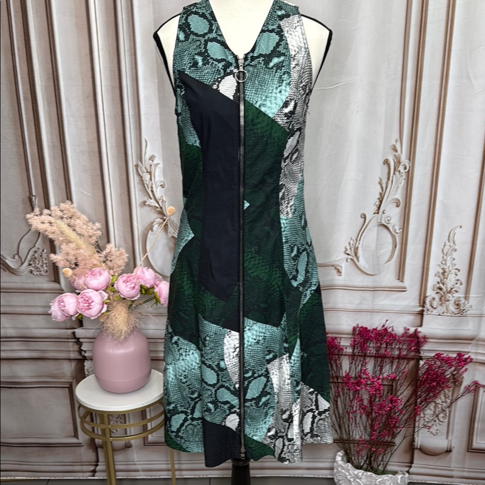 Proenza Schouler Green and Black Midi Dress